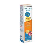 Arkopharma Vitamin C & D3 +Zn 1000iu Πορτοκάλι 20 αναβράζοντα δισκία
