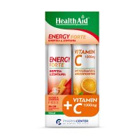 Health Aid Promo Energy Forte Συμπλήρωμα Διατροφής Για Ενέργεια & Ζωντάνια 20 αναβράζοντα δισκία & Vitamin C Βιταμίνη C 1000mg 20 αναβράζοντα δισκία